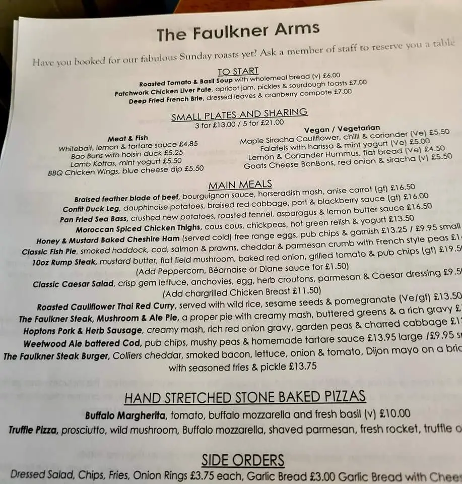 Menu_The Faulkner Pub, Bar & Restaurant_Hoole_image_1