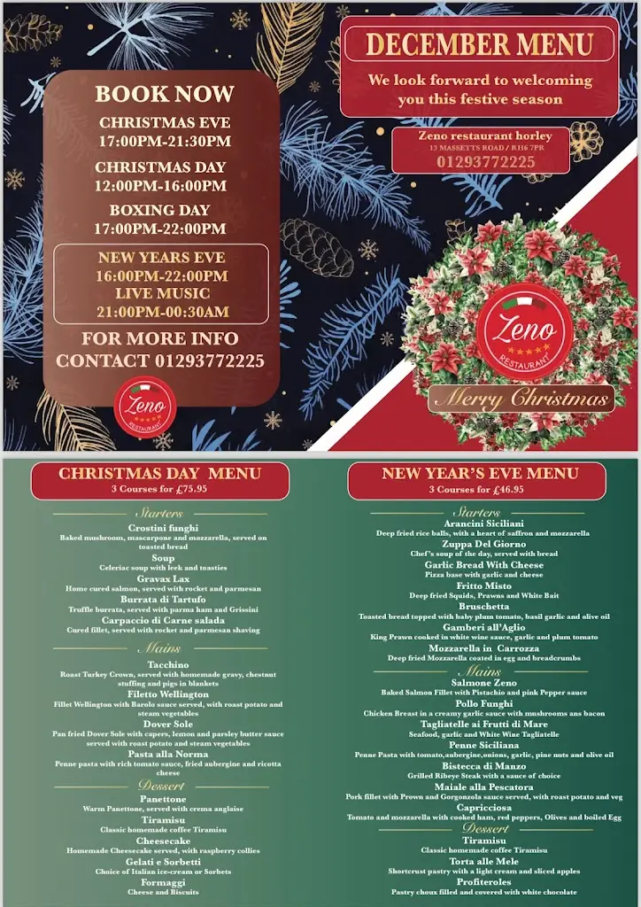 Menu_Zeno italian restaurant_Horley_image_1