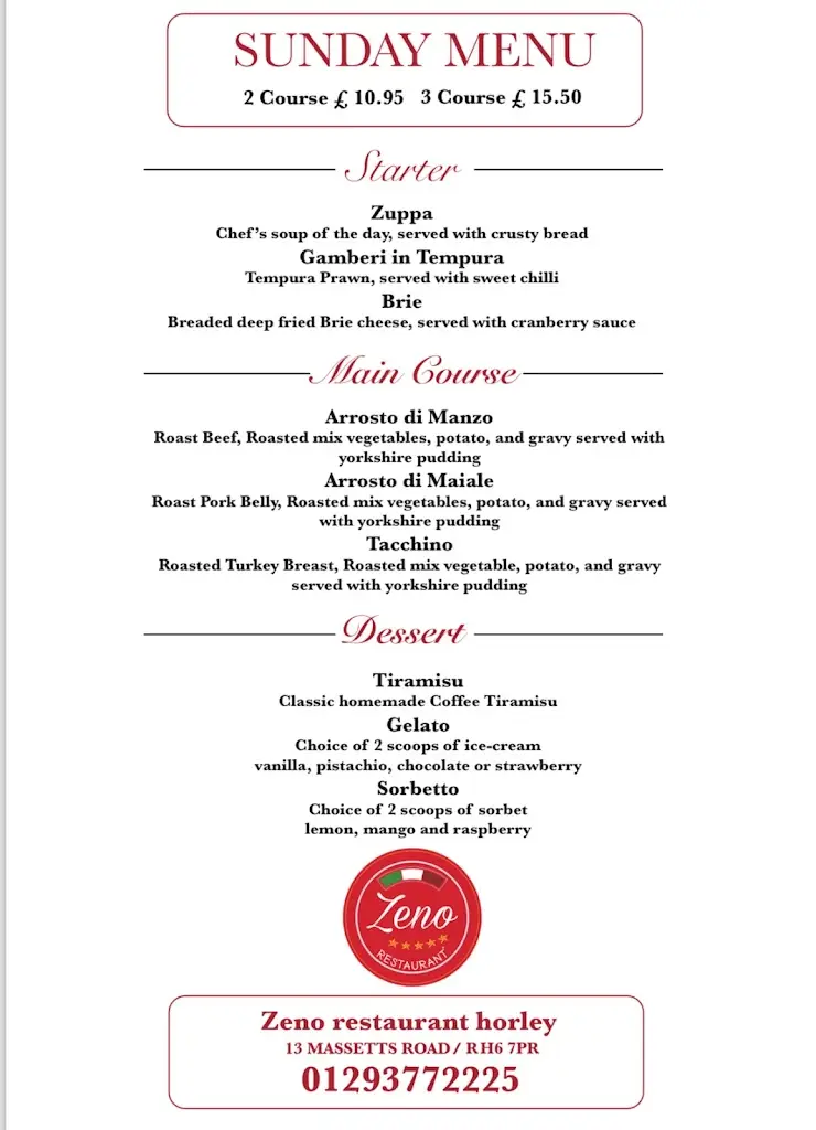Menu_Zeno italian restaurant_Horley_image_2