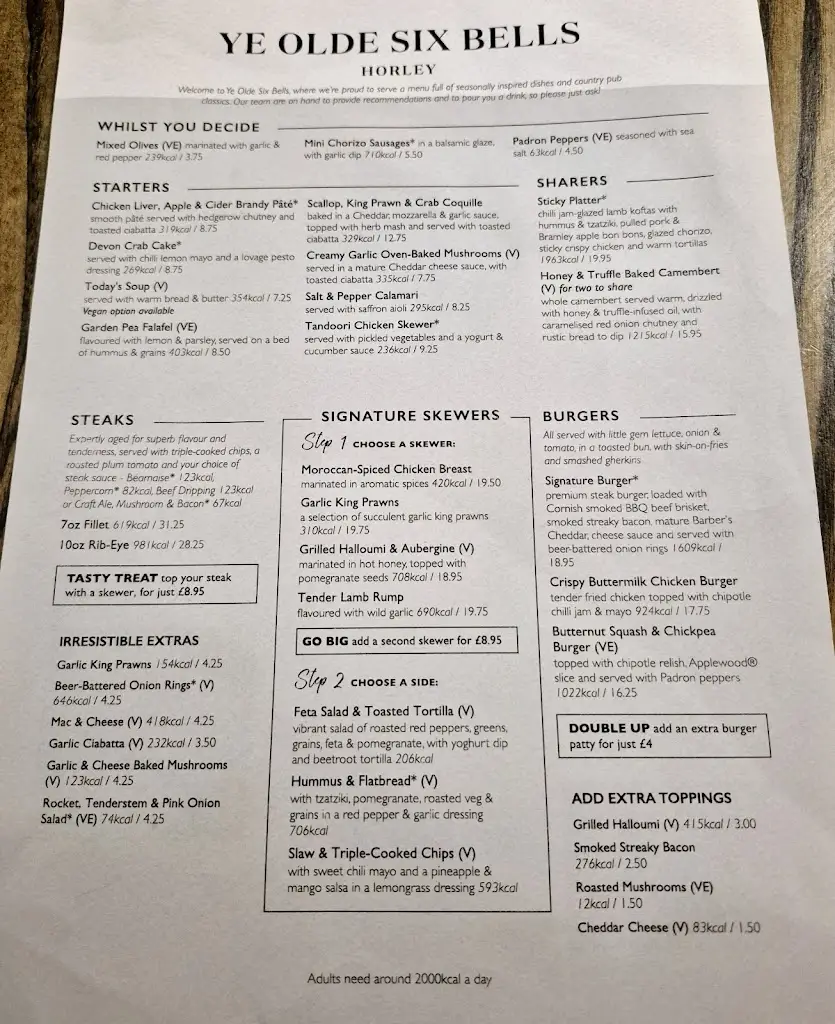 Menu_Ye Olde Six Bells_Horley_image_3
