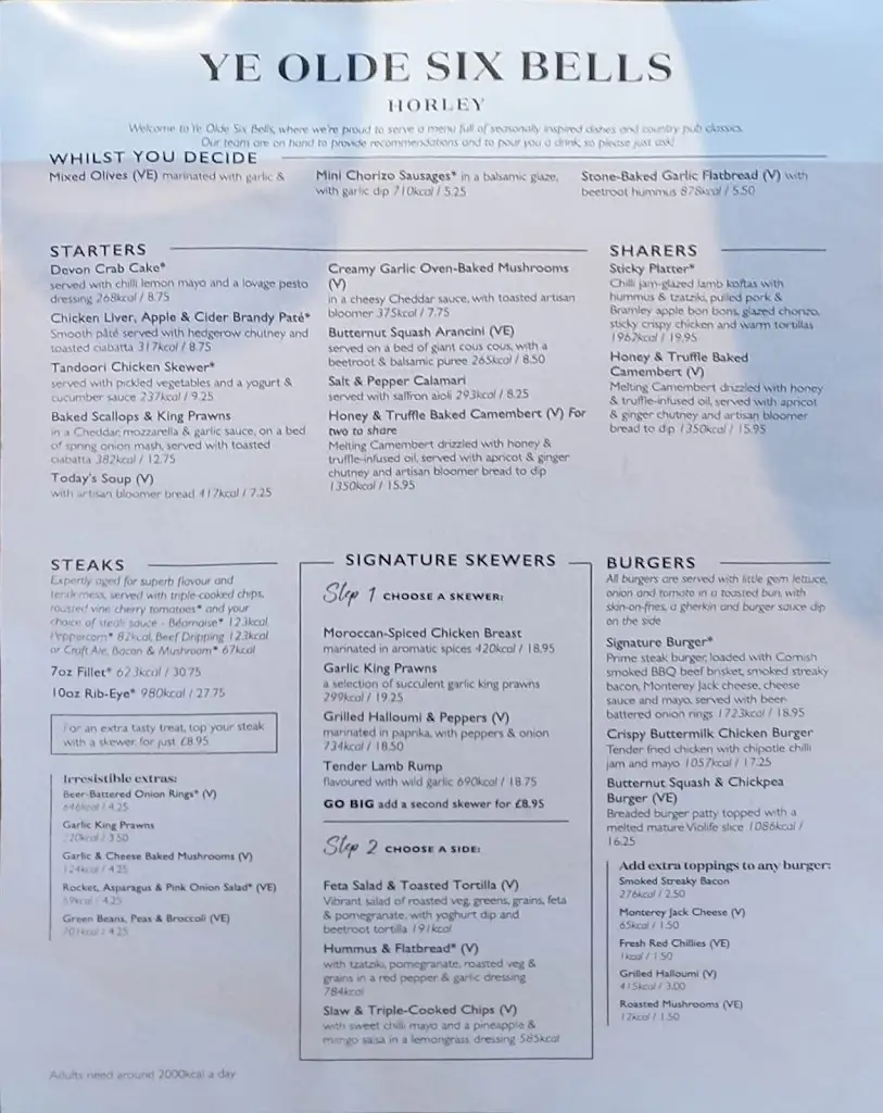 Menu_Ye Olde Six Bells_Horley_image_4
