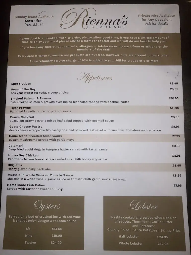 Menu_Riennas Restaurant_Hornchurch_image_2