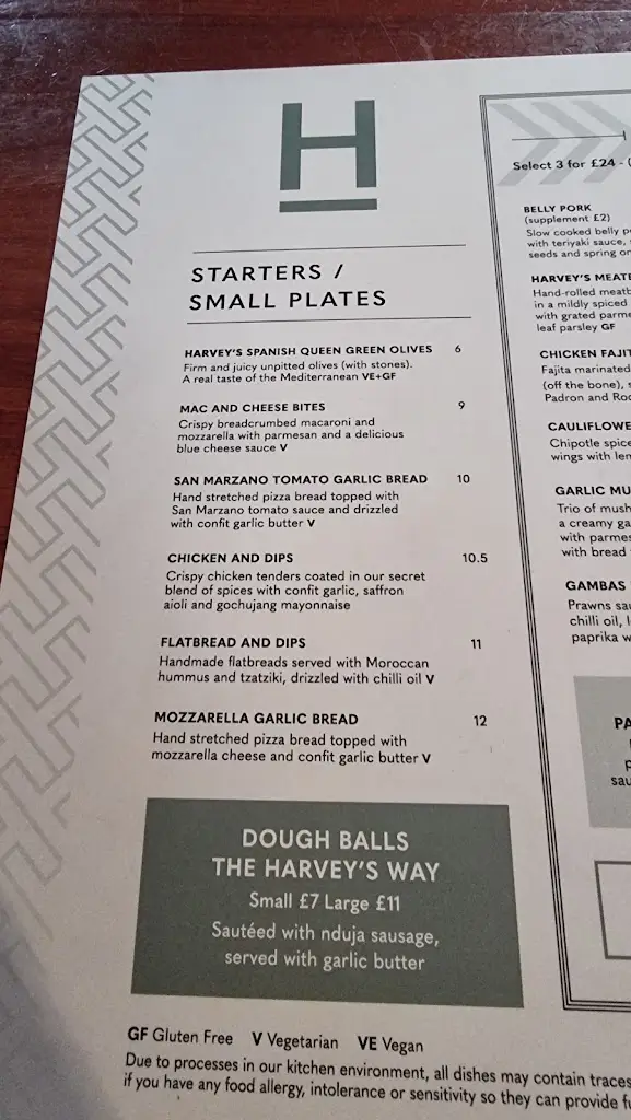 Menu_Harvey's Bar & Kitchen Holmfirth_Holmfirth_image_1