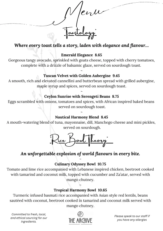 Menu_The Archive Cafe_Holmfirth_immagine_1