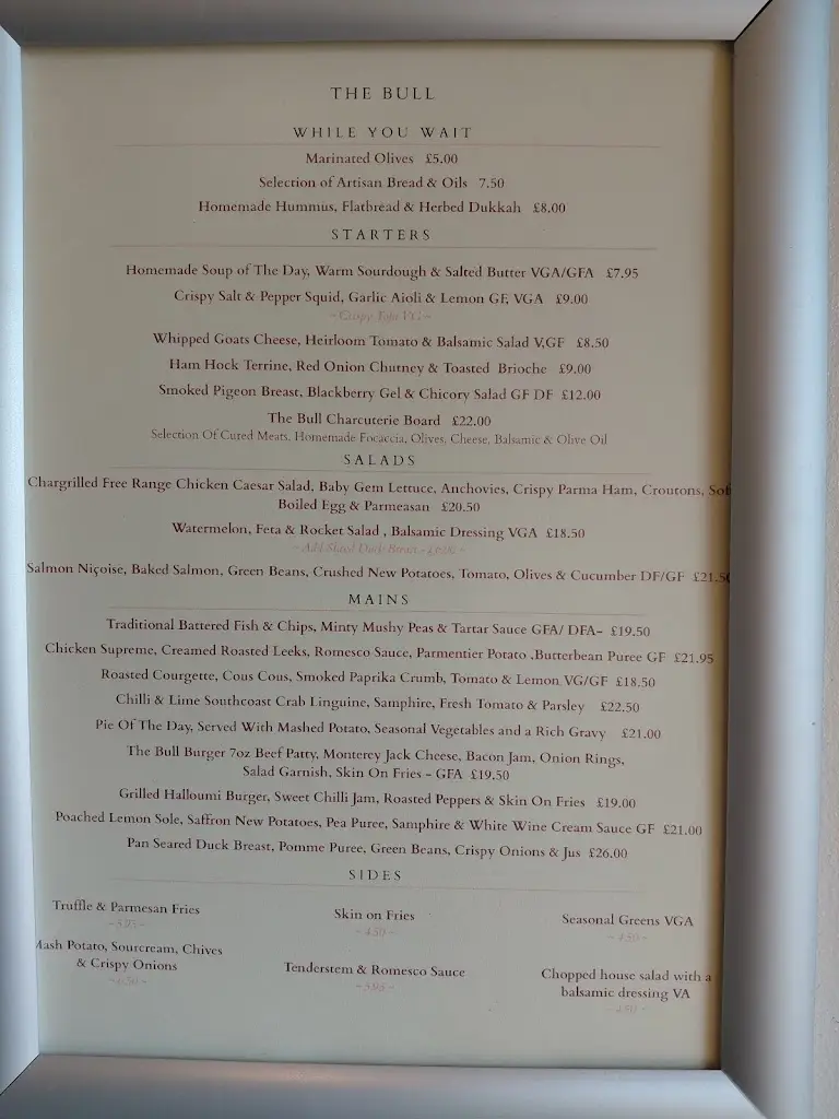 Menu_The Bull_Horsted Keynes_image_1