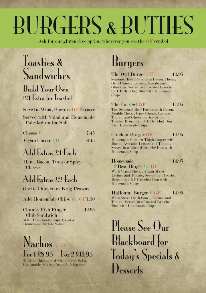 Menu_The Green Owl_Hornsea_image_3