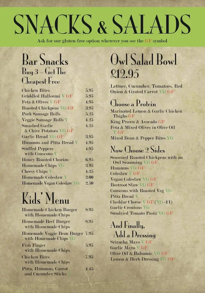 Menu_The Green Owl_Hornsea_image_4