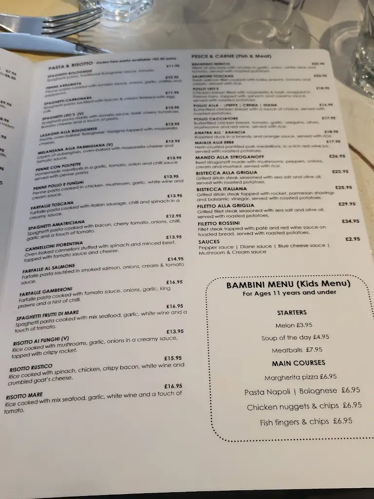 Menu_Leo’s Italian Restaurant Horwich_Horwich_image_1