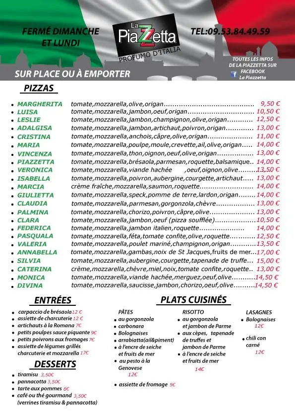 Menu_La Piazzetta_Horsham_image_2