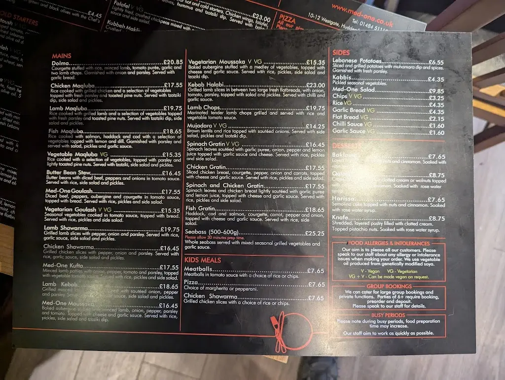Menu_Med-one Restaurant_Huddersfield_image_1
