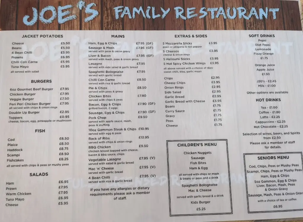Menu_Joe's Family Restaurant_Hunstanton_image_2