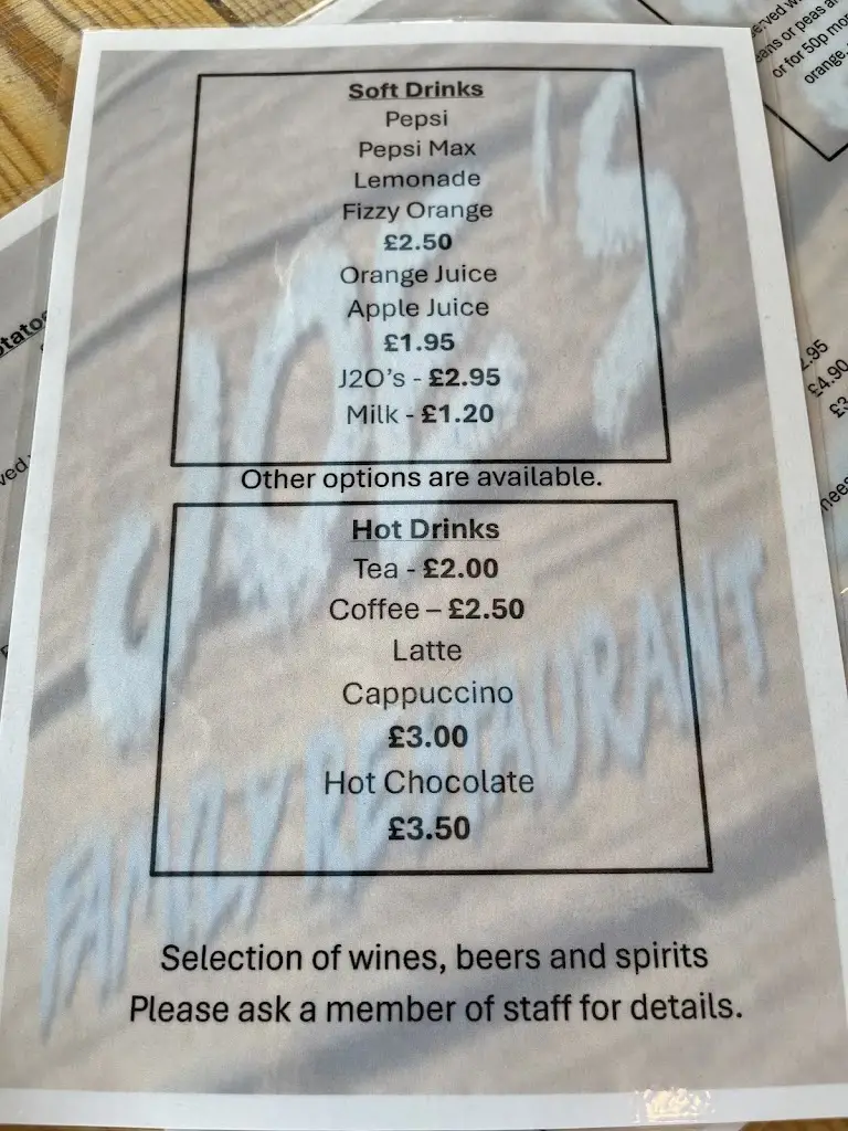 Menu_Joe's Family Restaurant_Hunstanton_image_4