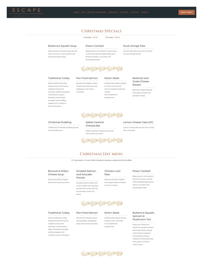 Menü_Escape Restaurant & Bar_Horsforth_Bild_3