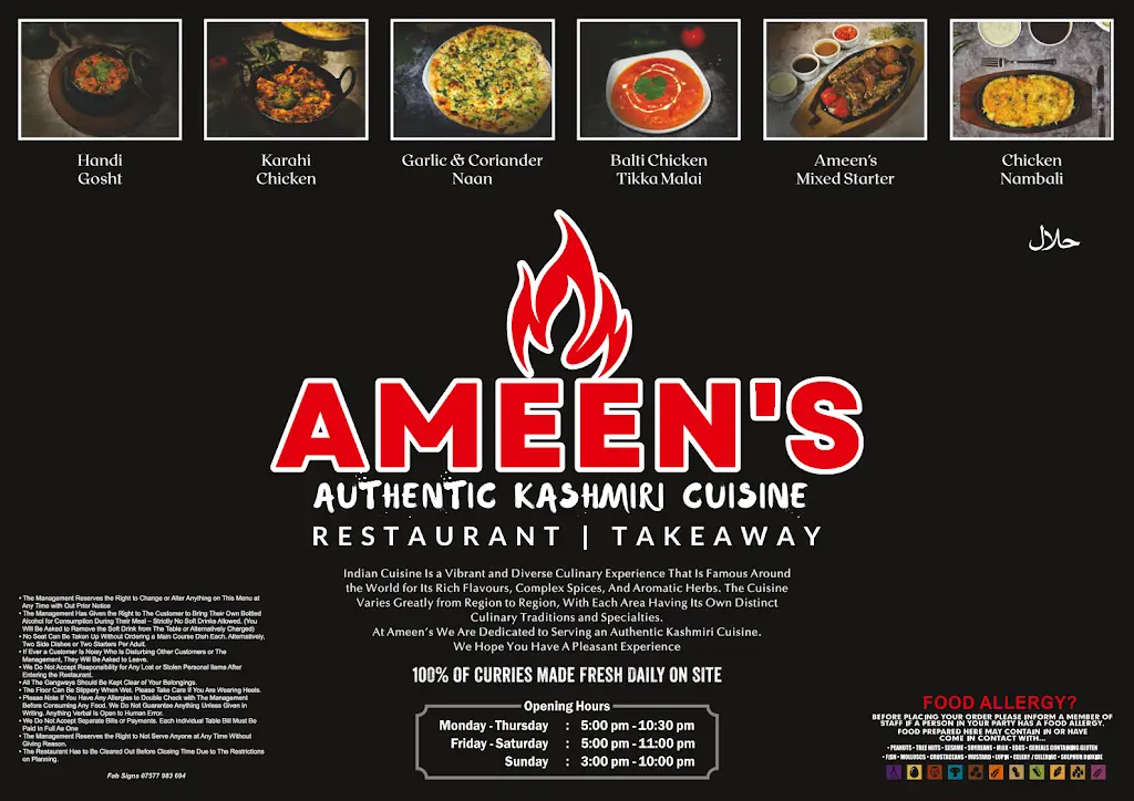 Menu_Ameen's Restaurant_Horsforth_image_2