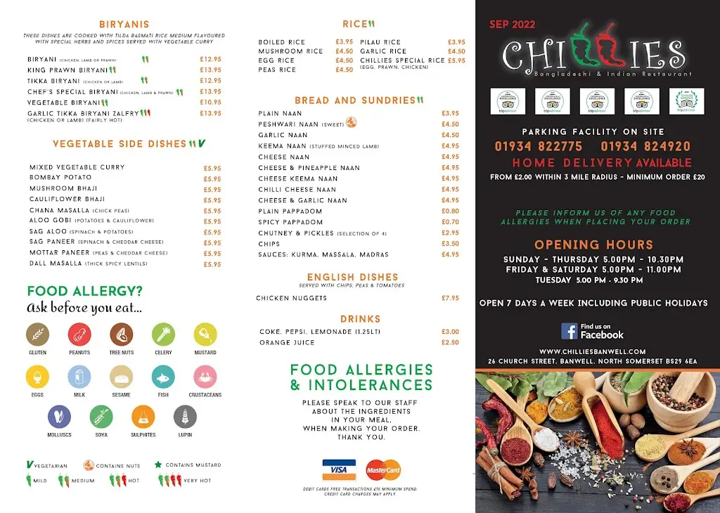 Menu_Chillies Bangladeshi & Indian Restaurant_Banwell_imagen_3