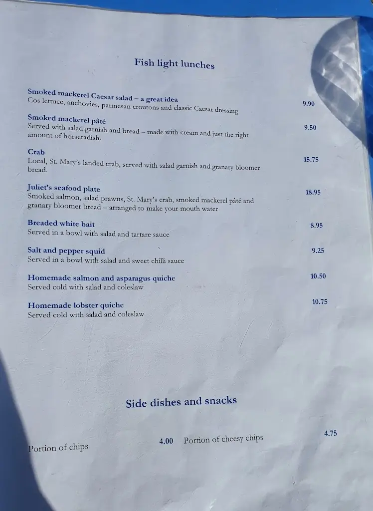 Menu_Juliet's Garden_Hugh Town_immagine_1