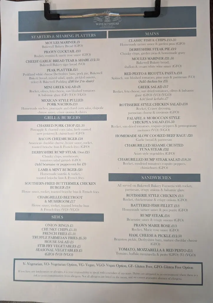 Menu_Wheatsheaf Pub and Pantry_Bakewell_image_1