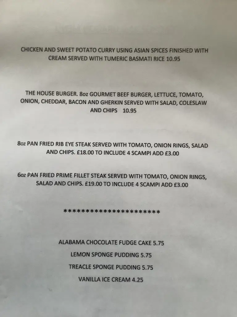 Menu_George & Dragon_Ilfracombe_image_1