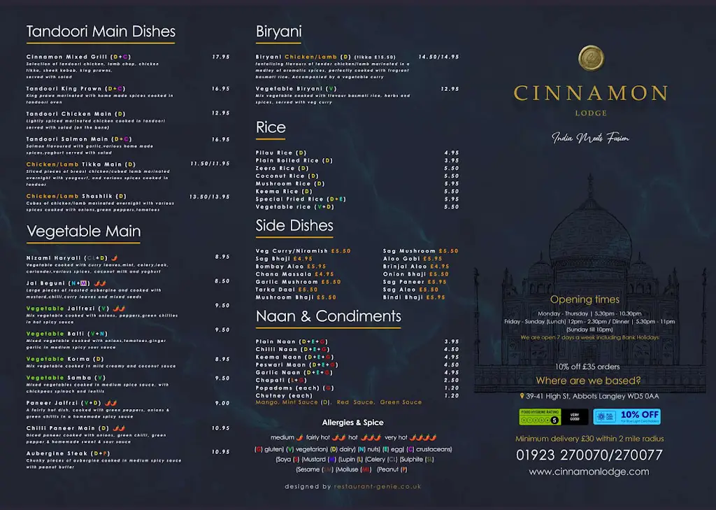Menu_Cinnamon Lodge_Abbots Langley_image_1