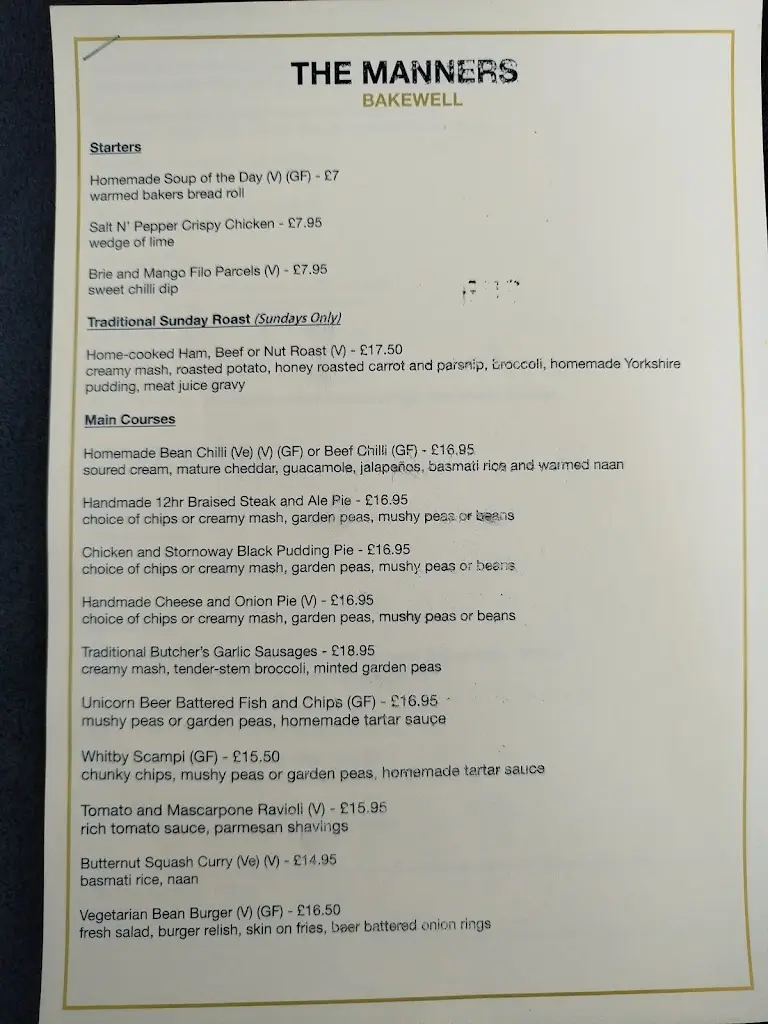 Menu_The Manners, Bakewell_Bakewell_image_2
