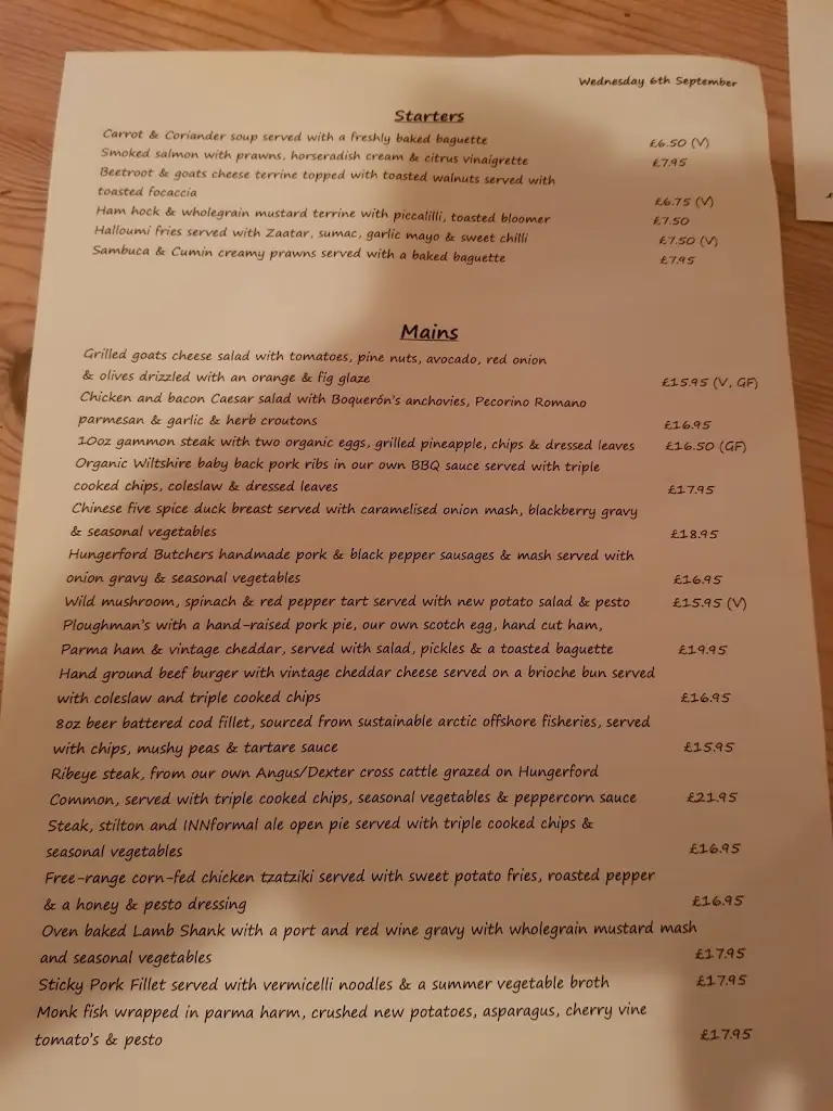 Menu_John O'Gaunt Inn_Hungerford_image_4