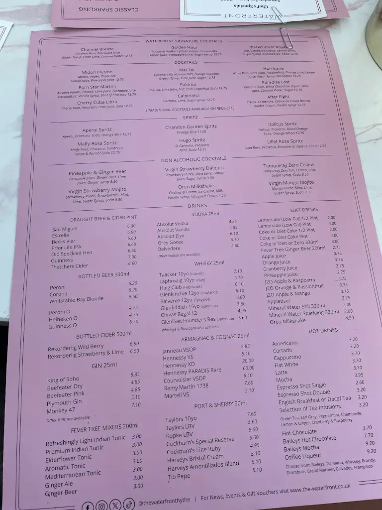 Menu_The Waterfront Hythe_Hythe_image_2