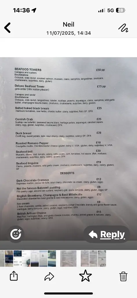 Menu_The Dead Canary_Bakewell_image_2