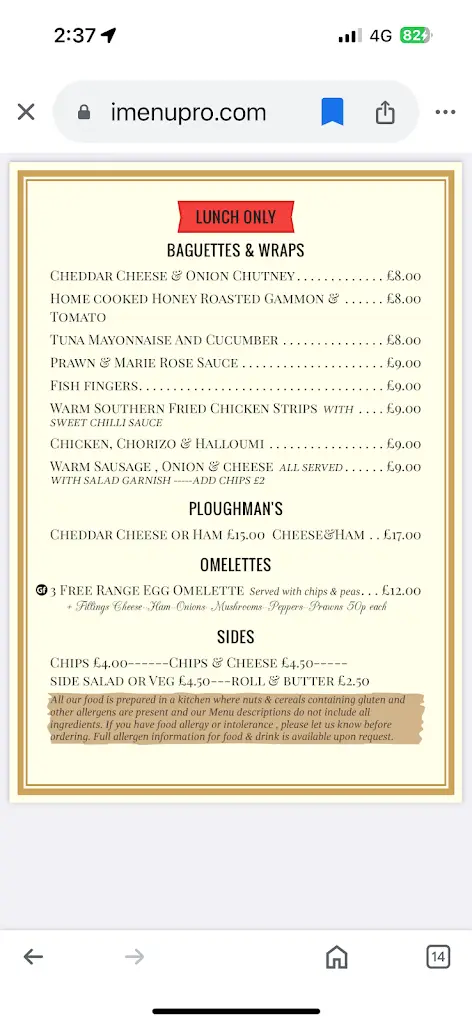 Menu_The Butt Of Sherry_Hythe_image_2