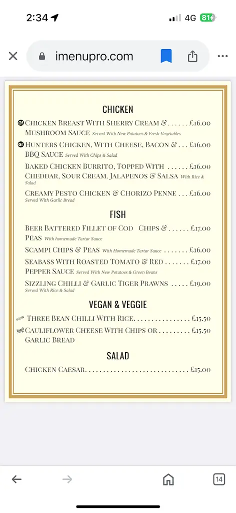 Menu_The Butt Of Sherry_Hythe_image_4