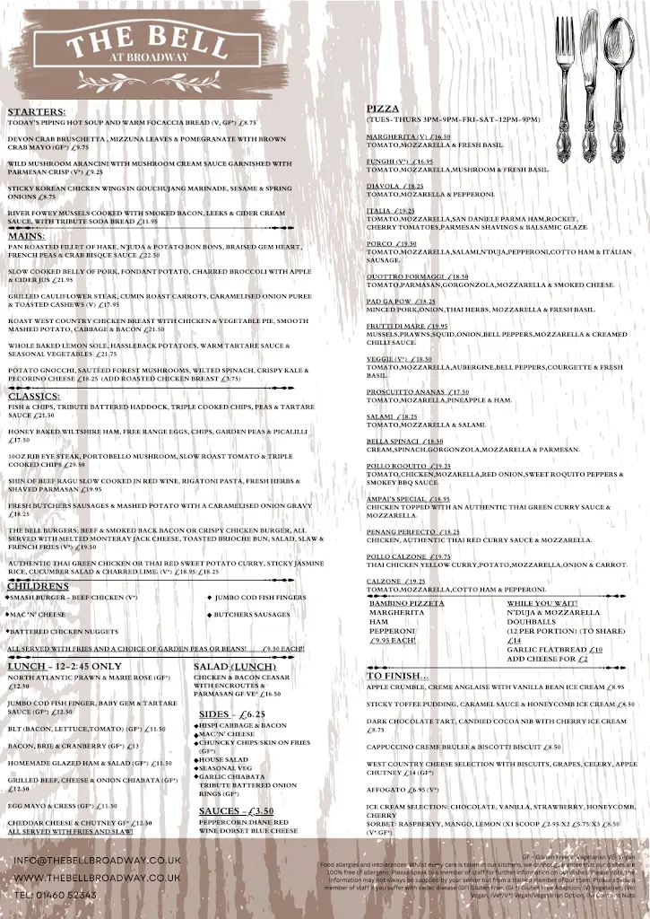 Menu_The Bell at Broadway_Ilminster_image_1