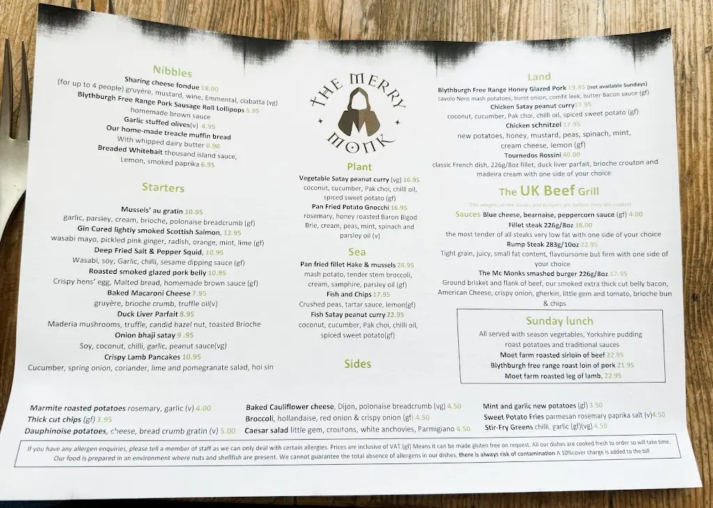 Menu_The Merry Monk_Isleham_image_1