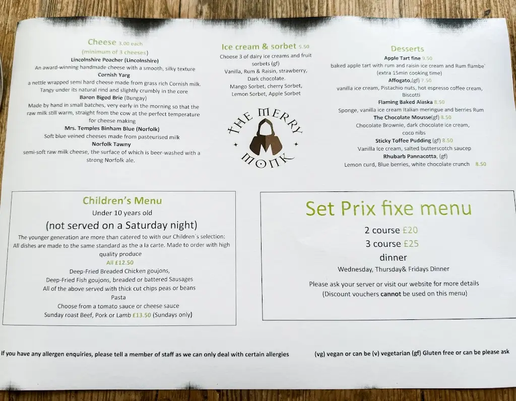 Menu_The Merry Monk_Isleham_image_2