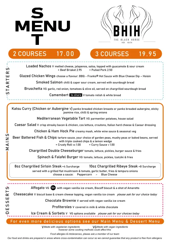 Menu_The Black Horse Pub & Restaurant, Iver Heath_Iver Heath_image_2