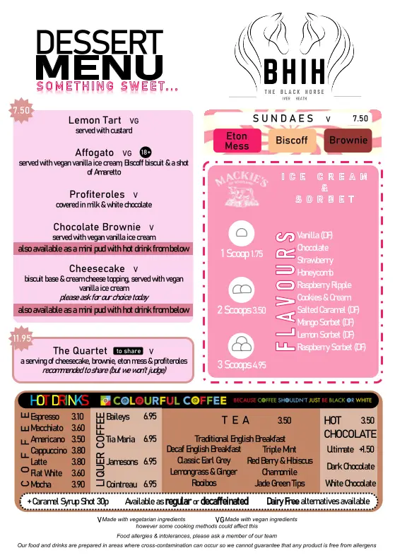 Menu_The Black Horse Pub & Restaurant, Iver Heath_Iver Heath_image_3