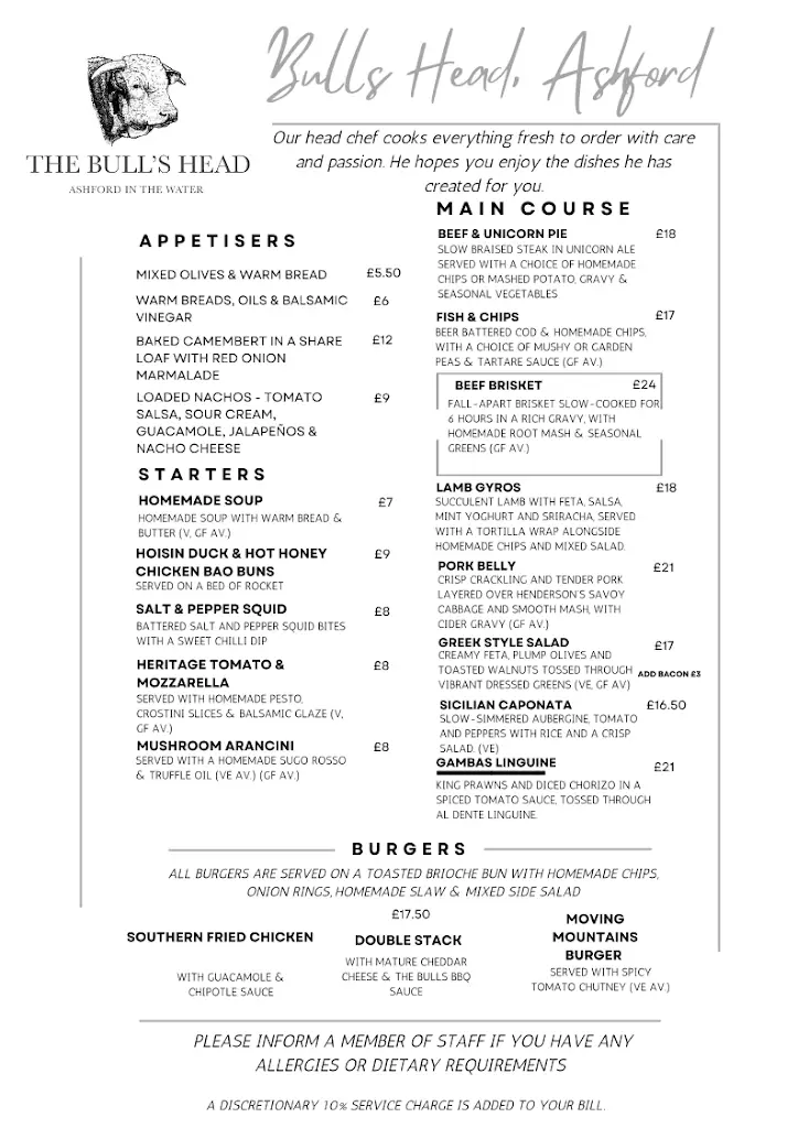 Menu_The Bulls Head, Ashford_Bakewell_image_1