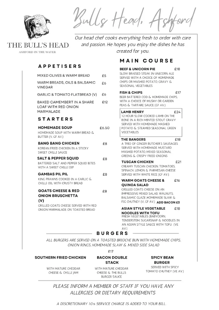 Menu_The Bulls Head, Ashford_Bakewell_image_2