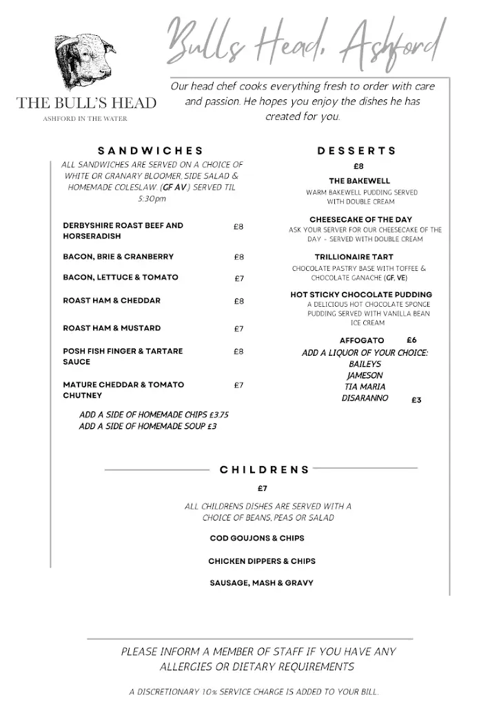 Menu_The Bulls Head, Ashford_Bakewell_image_3