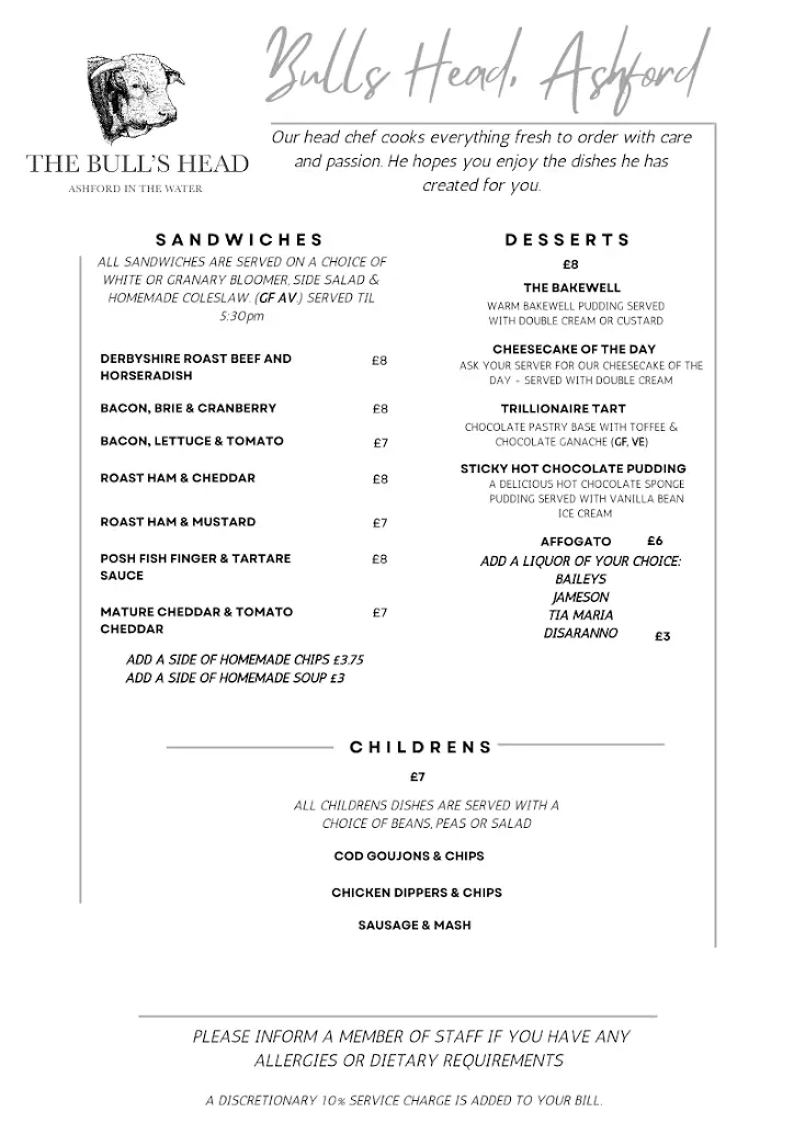 Menu_The Bulls Head, Ashford_Bakewell_image_4