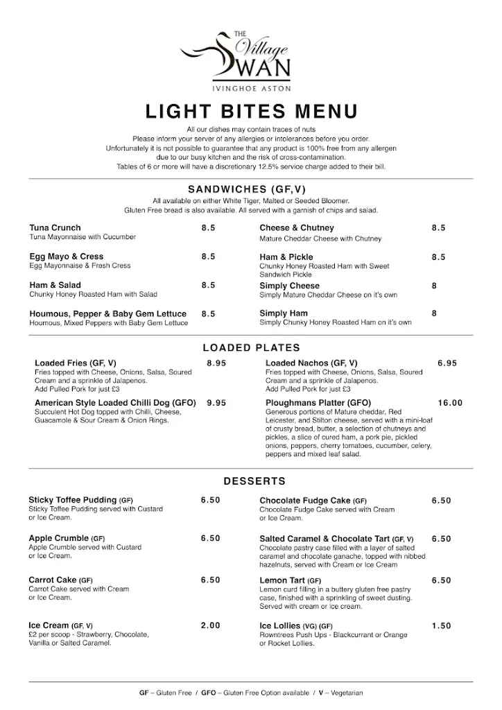 Menu_The Village Swan_Ivinghoe_image_1