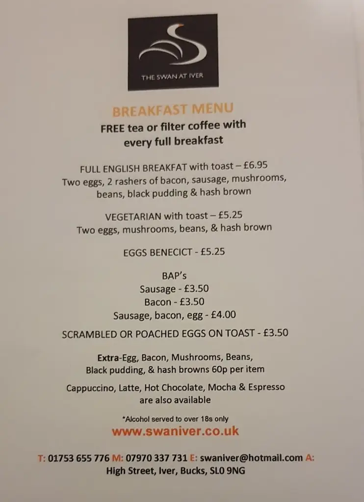 Menu_The Swan at Iver_Iver_image_2