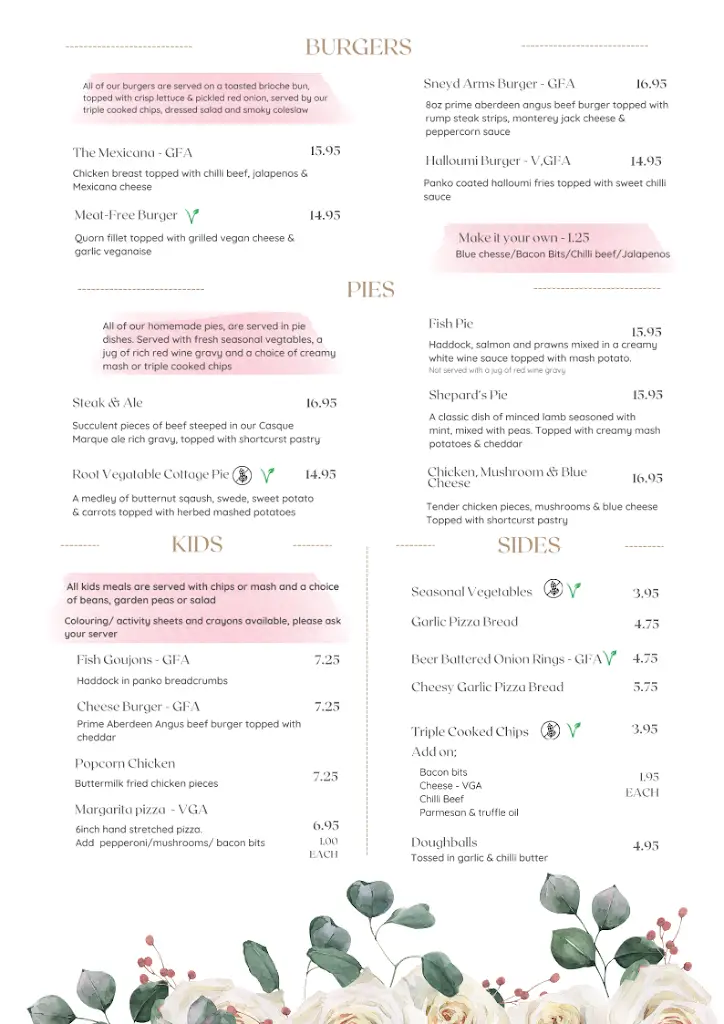 Menu_Sneyd Arms_Keele_image_1