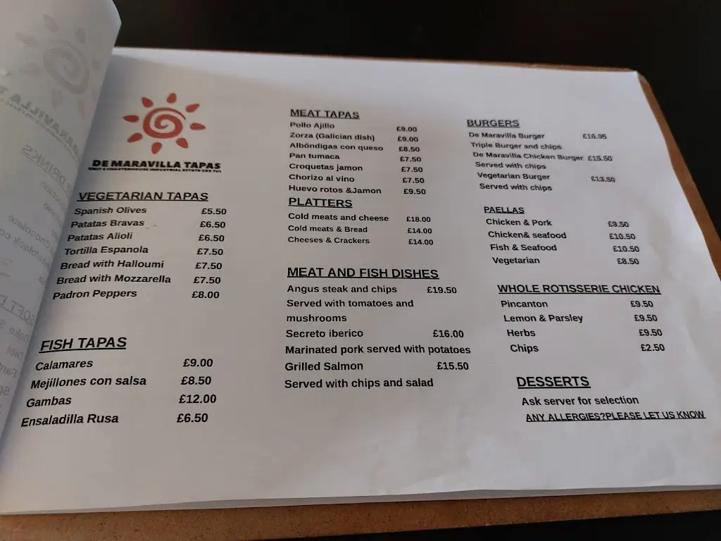 Menu_De Maravilla Tapas_Kedington_image_2
