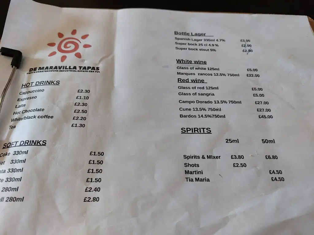 Menu_De Maravilla Tapas_Kedington_image_3