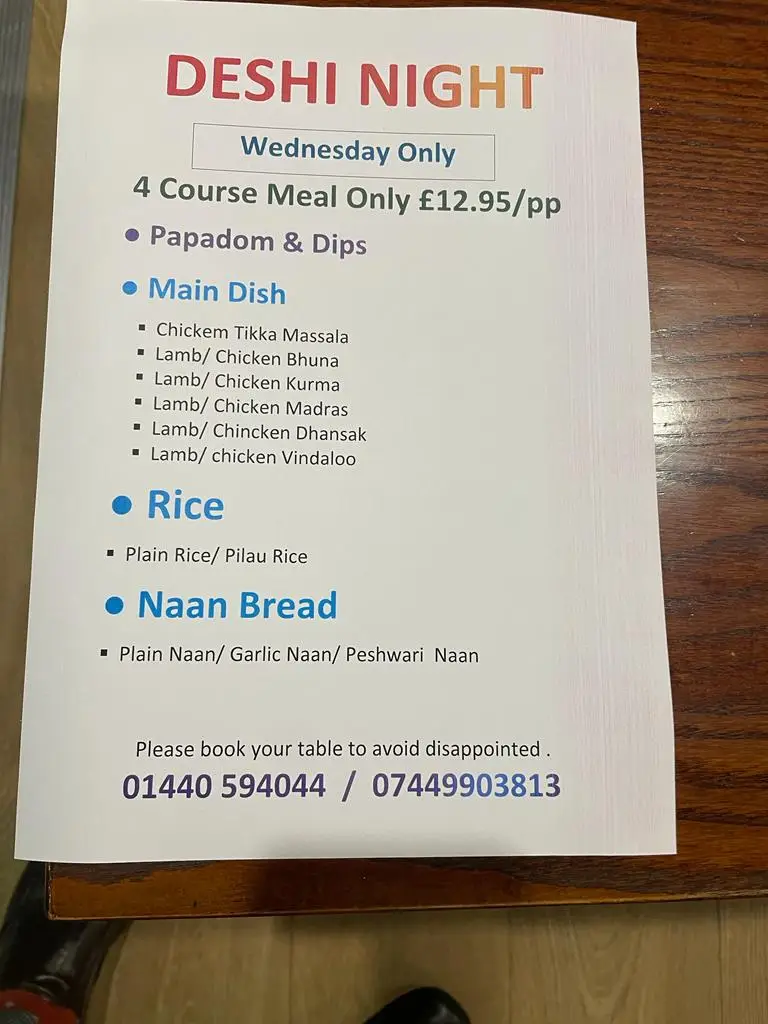 Menu_Rose Palace Indian Restaurant_Kedington_image_1