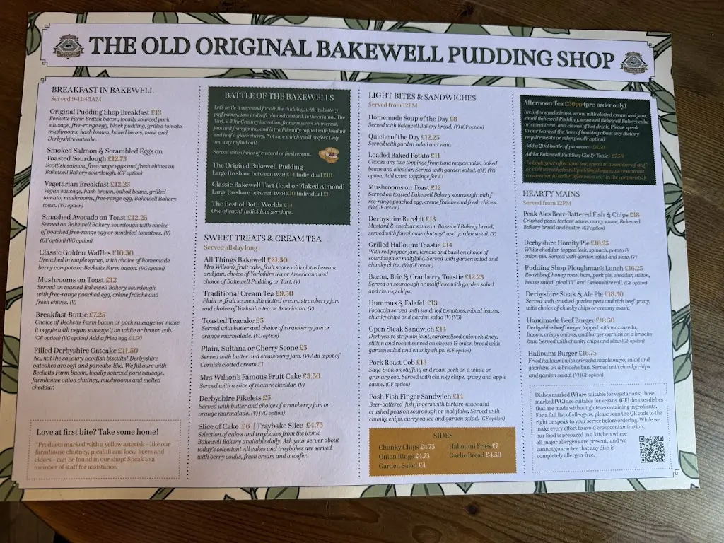 Menu_The Old Original Bakewell Pudding Shop_Bakewell_image_1