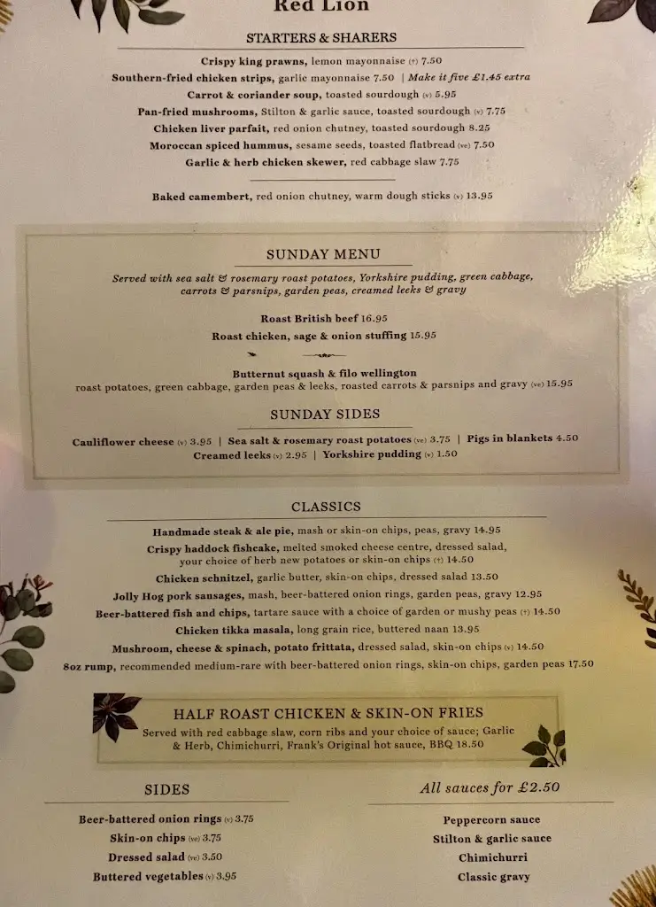Menu_The Red Lion_Bakewell_immagine_2