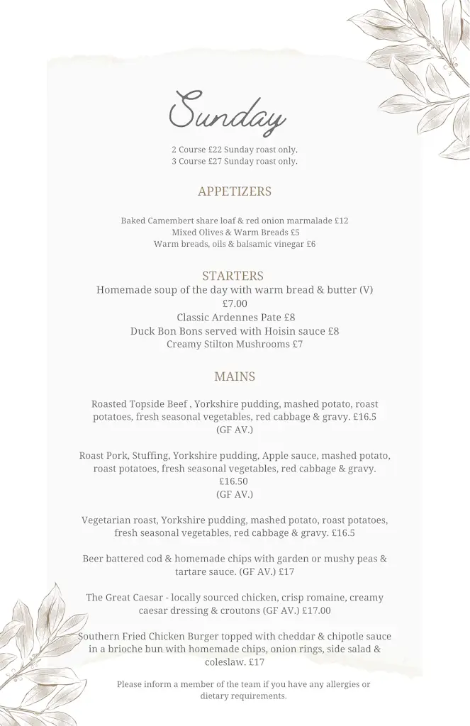 Menu_White Lion_Bakewell_image_1