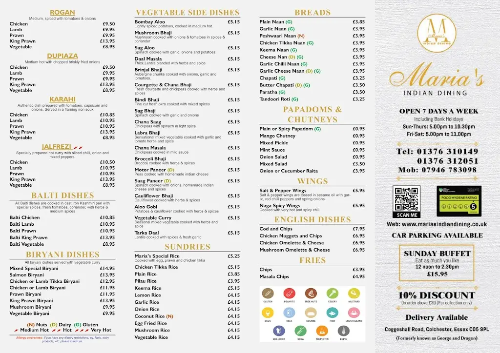 Menu_Maria's Indian Dining_Kelvedon_image_2