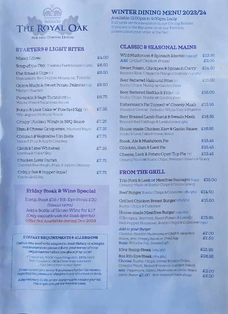 Menu_The Royal Oak Pub & Dining House_Isleworth_image_3