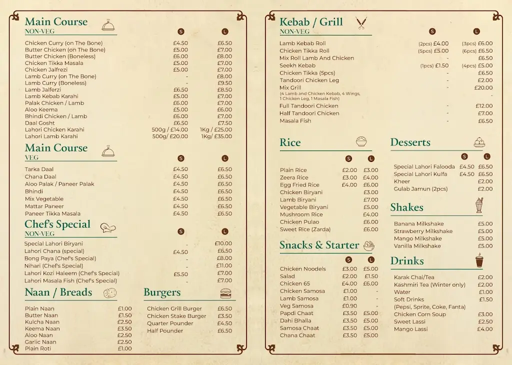 Menu_SPICE OF LAHORE LTD_Isleworth_image_1